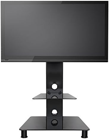 SevenFanS Swivel Floor TV stand with mount, LCD LED Plasma Flat Panel Stand, Glass TV stand free swivel mount achieve Flat Screen TVs between 32 to 65 Inch, VESA from 7575 to 600400