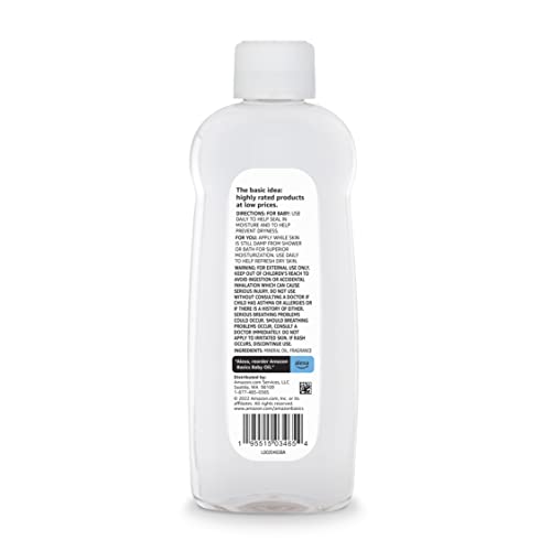 AMAZON BASICS BABY OIL, SOOTHING LAVENDER SCENTED, PREVENTS MOISTURE LOSS, 14 FLUID OUNCE, 1-PACK (PREVIOUSLY SOLIMO)