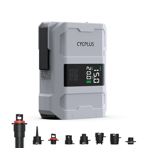 CYCPLUS 20PSI Rechargeable Paddleboard Pump - Intelligent Quick Inflation, Deflation, Auto Shutdown & Dual LED Indicator. Suitable for Stand Up Paddleboards, Boats, Tents, Mattresses