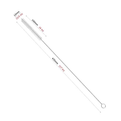 GFDesign Drinking Straw Cleaning Brushes Set 17" Extra Long 1/2" Extra Wide Pipe Tube Cleaner Nylon Bristles Stainless Steel Handle - 17" x 1/2" (12 mm) - Set of 4 - Thumbnail 4
