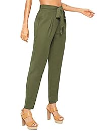 Pantalones de dama con cintura elástica y bolsillos