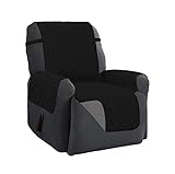 Linen Store Quilted Reversible Microfiber Pet Dog Couch Furniture Protector Recliner Cover (Black / Gray)