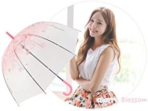 [Prom B] Romantic Pink Cherry Blossom Clear Rain Wind Umbrella