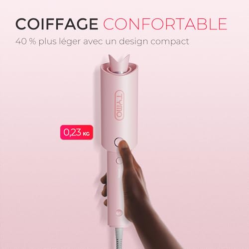 TYMO Curlpro Automatic Curling Iron - Portable Automatic Curling Iron 25 mm with 3 Adjustable Temperatures, Anti-scald, Ceramic Curler Short and Long Hair, Pink