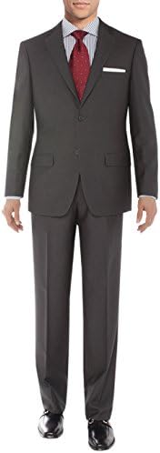 Men's Two Button Sharkskin 2 Piece Suit Modern Fit Jacket Pant