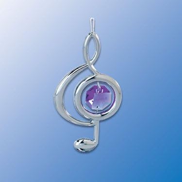 Mascot International Royal Purple Swarovski Crystal Silver Treble Clef Pendant Ornament or Suncatcher