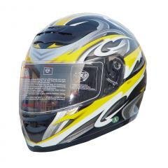 DOT Yellow Graphic Full Face Motorcycle Helmet (Size M, MD, Medium)