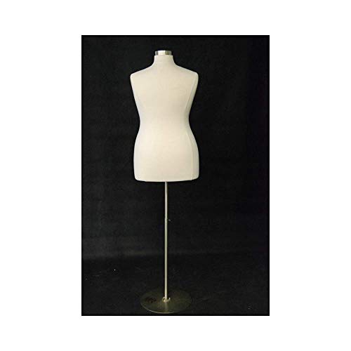 Female Mannequin Plus Size Dress Form Torso with Round Metal Base and Neck Cap - Off White Premium Fully Pinnable Women's Dress Form (18/20) - Thumbnail 5