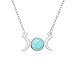Triple Moon Goddess Symbol Semi-Precious Stones Jewelry(Blue Turquoise Necklace3)