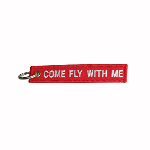Come Fly with Me Keychain - Red Embroidered
