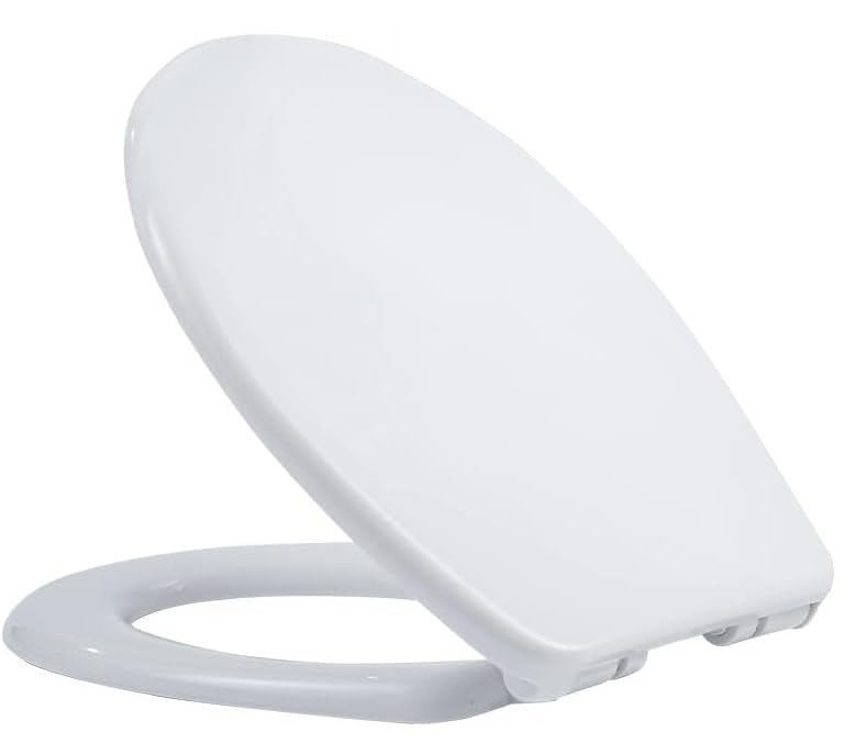 Soft Close Toilet Seat Cover Loo Seat Quick Release to Easy Cleaning Durable Plastic Material Easy Installation with Dual Fixing & Adjustable Hinges Standard Size WC White