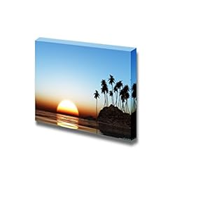 Canvas Prints Wall Art - Tropical Beach Scenery at Sunset | Modern Wall Decor/Home Decoration Stretched Gallery Canvas Wrap Giclee Print. Ready to Hang - 12" x 18"