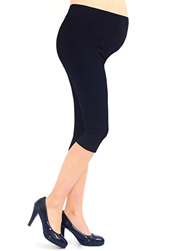 Liang Rou Belly Support Ultra Thin Stretch Maternity Cropped Leggings Black M Medium / 8/10 Plain Black Ml8070