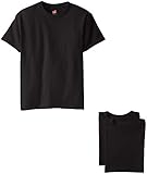 Hanes Big Boys' Nano Premium Cotton T-Shirt Pack of 3, Black, Medium