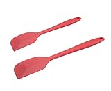 HST High Quality Non-stick Red Silicone Cooking Spatulas /Baking Utensil Tool Scraper Set (2 Pieces) With Steel Core HST1008-A