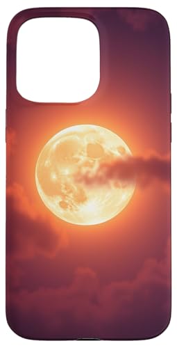 Orange Moon with Clouds Graphic Case for iPhone 15 Pro Max