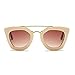 AEVOGUE Womens Sunglasses Double Bridge Cat Eye Gradient Brown Lens Beige Frame UV400