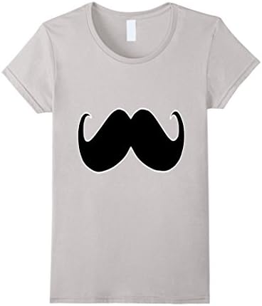 Women's Mustache t-shirt Vintage Beard Funny Medium Silver