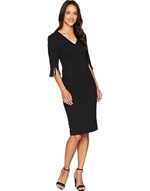 Womens V-Neck Sheath with Fringe Detail Sleeve CD8C16PM