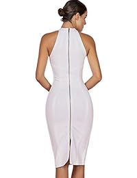 Maketina vestido de cóctel para mujer, cuello alto, sin mangas, a rayas, para fiesta