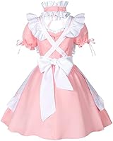 Wannsee Pink Anime French Maid Lolita Cat Ear Cosplay Costume Set S view 4