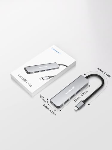 Lemorele USB C Hub com HDMI 4K, PD 100W Carregador Rápido, Adaptador Dock Station 5 em 1 para Notebook com 3 Portas USB 3.0, para MacBook & Windows