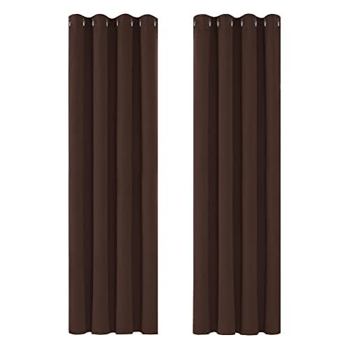 Deconovo Curtains Blackout Super Soft Thermal Insulated Eyelet Blackout Curtains for Bedroom 46 x 72 Inch Drop Chocolate 1 Pair