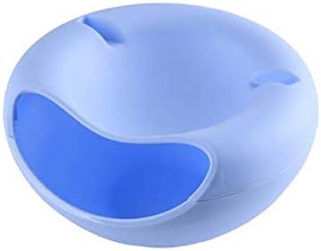Creative Lazy Fruit Dish Snacks Nut Melon Seeds Bowl Double Layer Plastic (LZM92, Blue)