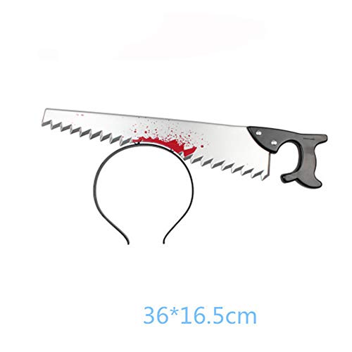 Leoie Funny Scary Hair Hoop Halloween Perform Props Axe Saw Nail Knife Headwear Fake Blood Scene Halloween Props Hacksaw