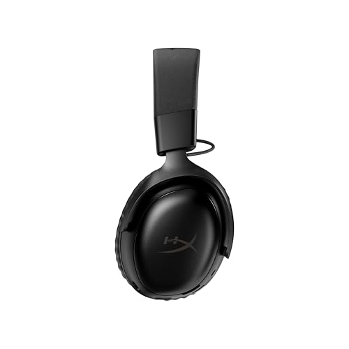 HyperX Cloud III S – Kabelloses Gaming-Headset, Multiplattform, 2,4 GHz, Bluetooth, Akkulaufzeit bis zu 120 Stunden, 2,4 GHz, 53-mm-Neigungstreiber, 10-mm-abnehmbares Mikrofon – Schwarz 3