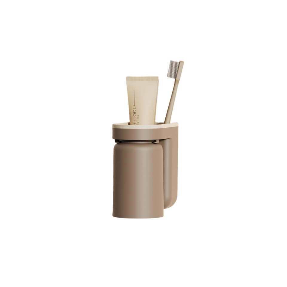 Toothbrush Cup Holder, No Drilling, Toothbrush Holder, Toothbrush Holder (Brown)