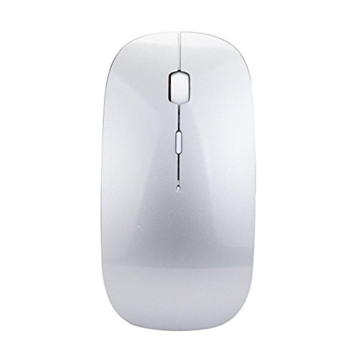 Cywulin Rechargeable Slim Silent Mouse Wireless Mouse Gaming Mouse for PC Laptop Games GD for Desktop, Laptop, PC, Pro Noteboook, (Silver)