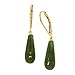 Teardrop Natural Jade Leverback Drop Earrings in 10K Gold