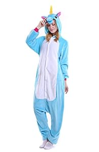 Yutown Adult Unicorn Pajamas Animal Costume Cosplay Onesie Halloween Gift Blue Pegasus M