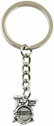 New Fashion Men Keychain DIY Metal Holder Chain Stopwatch Watch Drum Set 16x14x4mm Silver Pendant