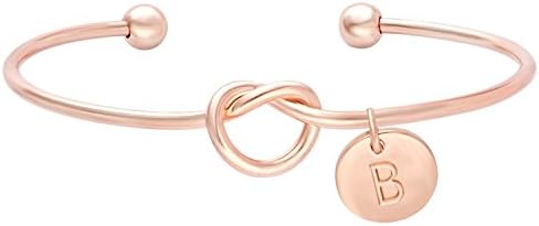 Tie The Knot Single Initial Alphabet Letters Personalized Charms Bracelet Gift for Women Girl Sister Mother Friends