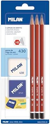 BYM10016 - Blíster con 3 lápices grafito, sacapuntas y goma de borrar