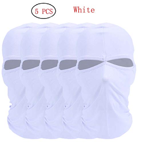 5pcs Lots White 2 Holes Windproof Ski Mask Cold Weather Face Mask Motorcycle Neck Warmer or Tactical Ultimate Thermal Retention in Outdoors Super Comfortable Hypo-allergenic Moisture Wicking by CxYua