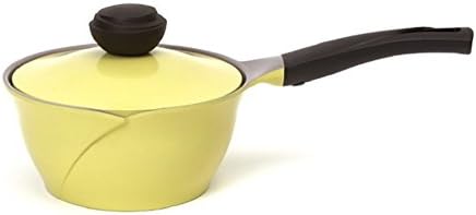 Cheftopf Larose Premium Pot, Specialty Nonstick Dishwasher Safe Pot + Lid Cookware, The design of the roses and the eco-friendly coating.18cm, Yellow