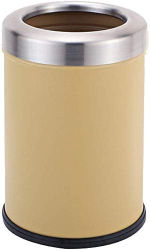 Trash can Stainless Steel Trash Hollow Trash Bath Center Hotel Bathroom Round Trash Canopy 12L (Color : Apricot)