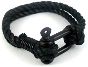 Streetsoul Bracelet Shackle Pin Screw Bracelet Black Rope Wrist Band Gift For Men.