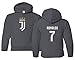 Spark Apparel Soccer Shirt #7 Cristiano Ronaldo Juve CR7 Boys Girls Youth Hooded Sweatshirt (Gray, Youth Large)