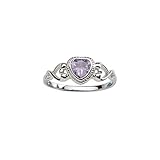 Sterling Silver June CZ Simulated Birthstone Baby Ring with Heart
