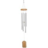 Outdoor Wind Chime, Wind Chimes Bells 6 Metal Tubes Windchime for Garden, Yard, Patio, Home Decoration and Gift, Silver Color (White Wind Chimes)