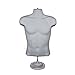 Male Mannequin Torso, Dress Form Hollow Back Body or Tshirt Display, w/ Economic Plastic Stand for Counter or Hanging By EZ-Mannequins Temporal Photos or Design, Easy to Assemble and Store, S-M Sizes.