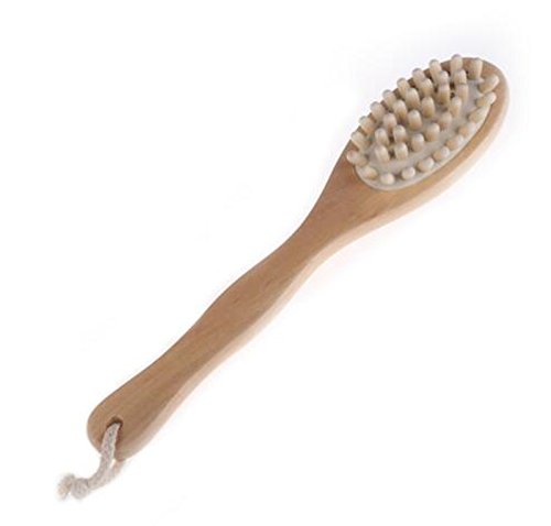 Hosaire 2-in-1 Sided Bristles Scrubber Wooden Shower Brush Bath With Long Handle Wooden Shower Brush Bath