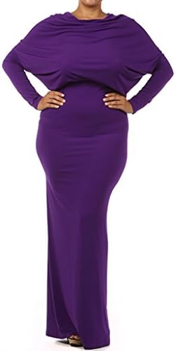 PLUS MULTI WAY Reversible PLUNGING Convertible MAXI DRESS Off One Shoulder Halter - Purple - 2XL