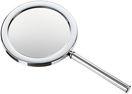 DWBA Round Hand Held Cosmetic Makeup Magnifying Mirror 3X, Polished Chrome