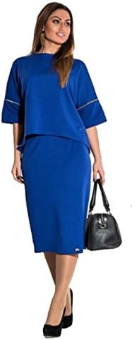 EBUYTIDE Women's Plus Size 1/2 Sleeve 2 Piece Suit Business Casual Dress XL-4XL (4XL, Royal blue)