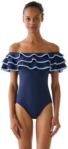 kate spade new york Women's Ruffle Off the Shoulder One Piece